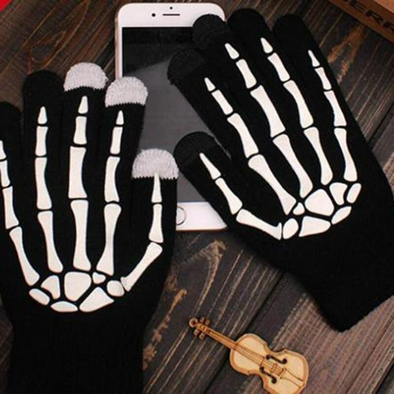 1 Paar Halloween Handschoenen Halloween Stijl Vrouwen Mannen Handschoenen Fietsen Handschoenen Horror Skull Claw Bone Skeleton Volledige Vinger Handschoenen Nieuw