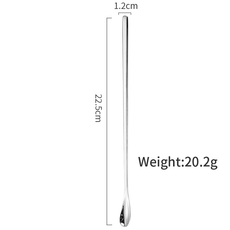 ZLAR 304 Stainless Steel Spoon Coffee Ice Tea Spoon Club Wine Cutlery Tableware Dinnerware Tiny Spoons Kichen Accessories: Silver Long