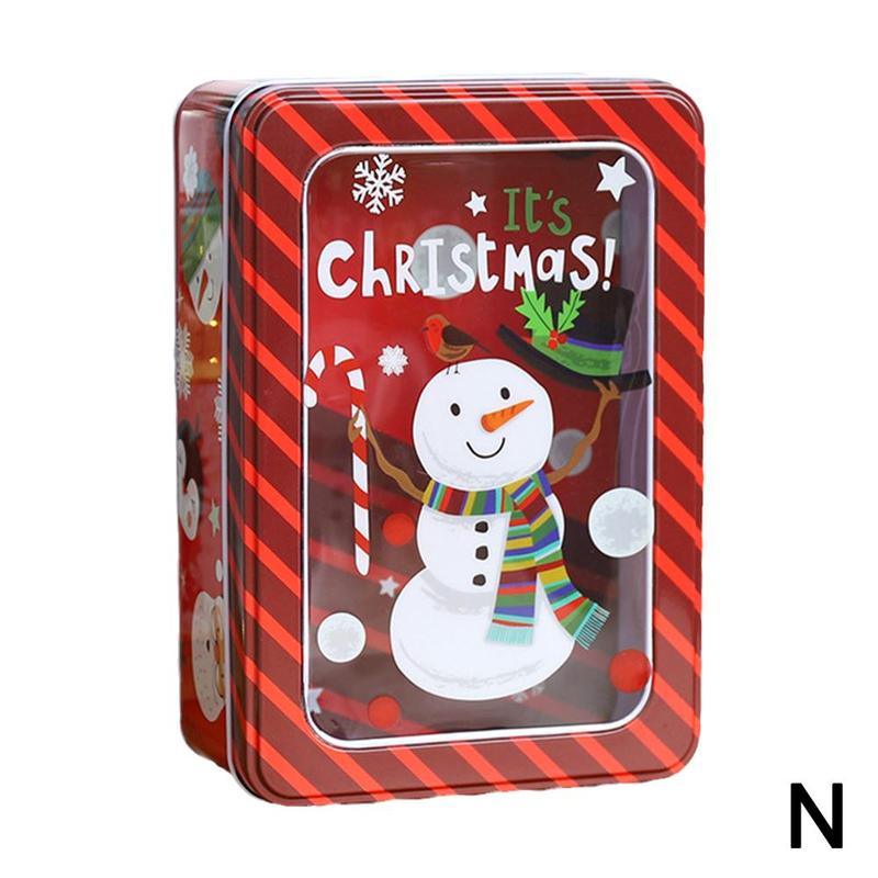 Boîte à biscuits en fer blanc, fenêtre transparente Rectangle Film carré emballage de noël boîte à chocolat cuisson boîte à bonbons T3Z8: N