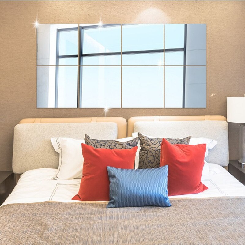 Mirror Wall Stickers Acrylic Square Mirror Tile Wall Stickers Decal DIY 3D Self-adhesive Acrylic Tiles Sticker For Home Decor