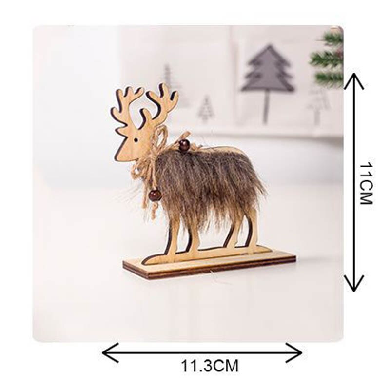 3 Maten Kerst Herten Houten Xmas Tree Harige Elanden Hangers Ornamenten Voor Home Christmas Party Decoratie Benodigdheden L: S