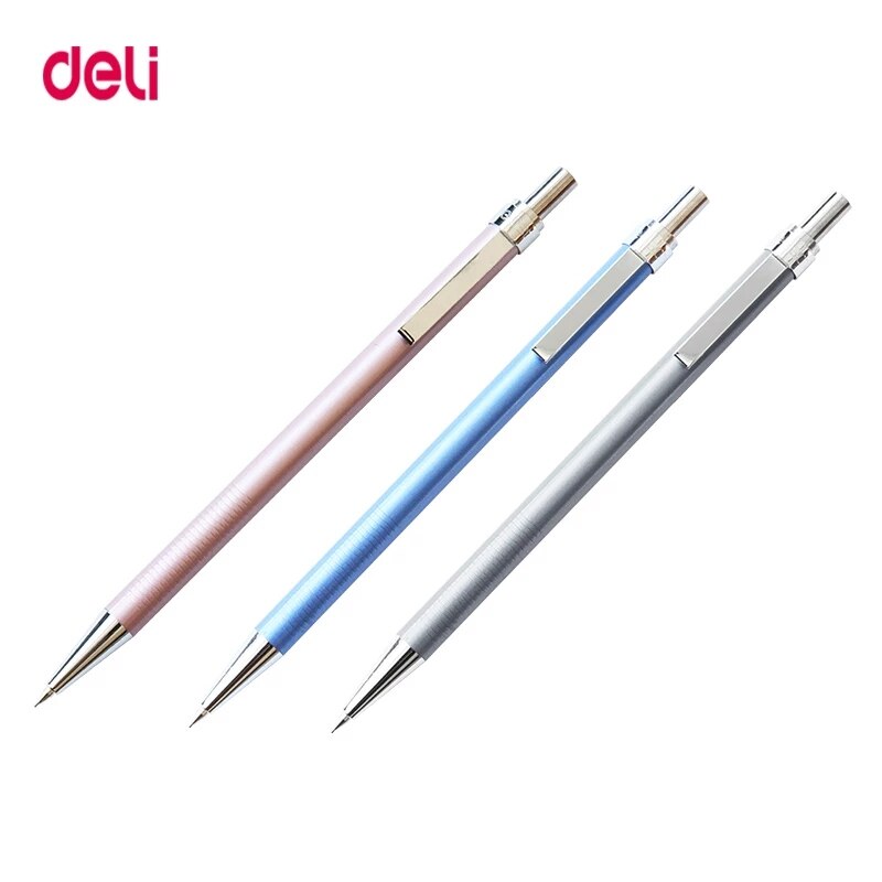 Deli Metal Mechanical Pencil 0.5 0.7mm Lead 2B Drawing Writing Activity Pencils For Artist School And Office Stationeries