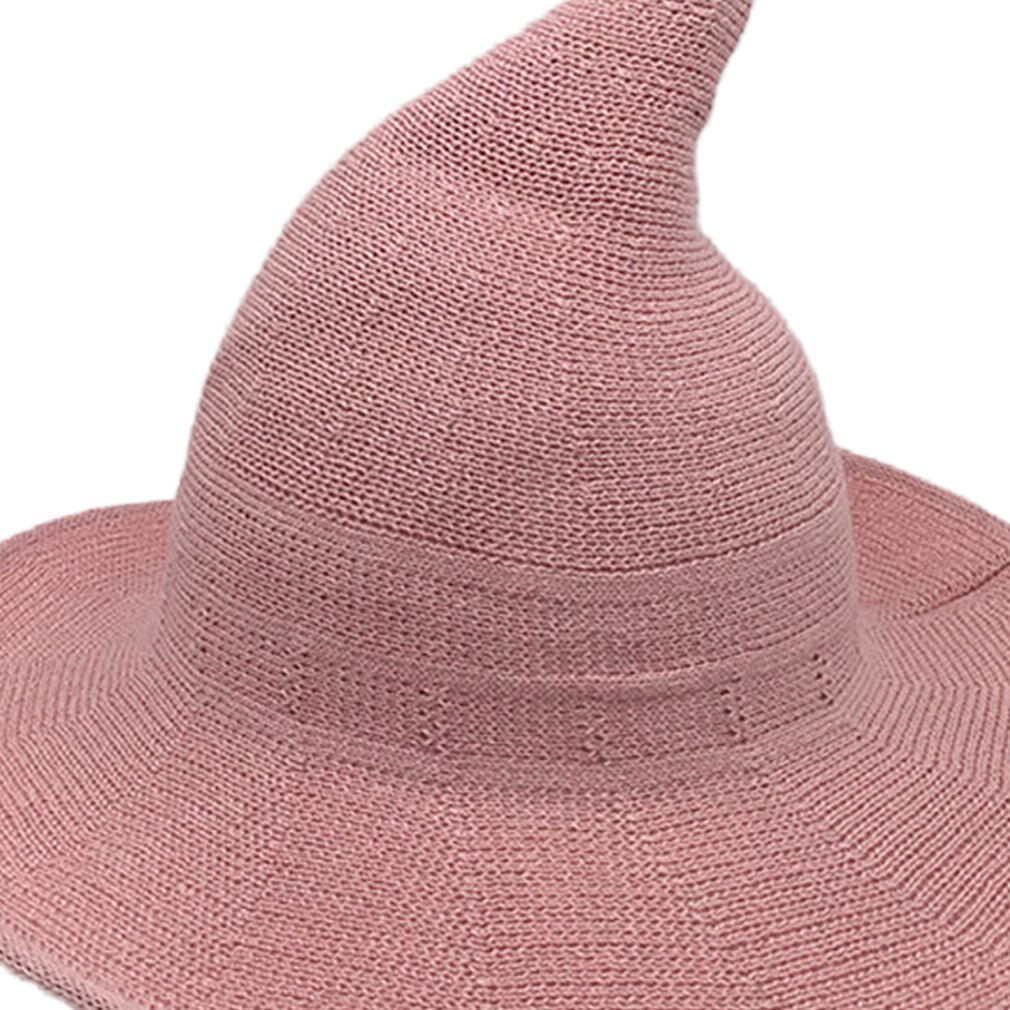 Modern halloween ull häxahatt för kvinnor vikbar bredbredd solboll hatt mössa andningsbar bomulls solhatt