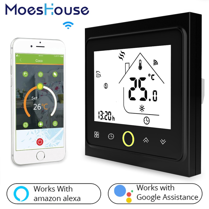 Thermostat WiFi, contrôleur de température pour eau/chauffage électrique au sol, chaudière à eau/gaz, fonctionne avec Alexa Google Home 3A 16A