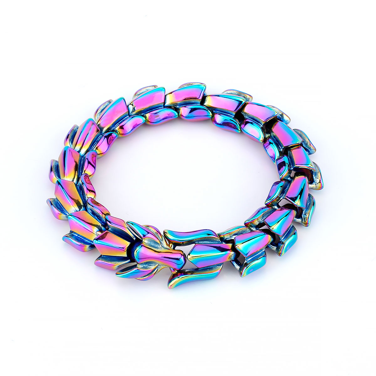 Bracelet Vikings nordique Ouroboros pour hommes, Punk Hip Hop, chaîne en os de Dragon en métal, motard, en acier inoxydable, bijoux: 23cm / VERMEIL