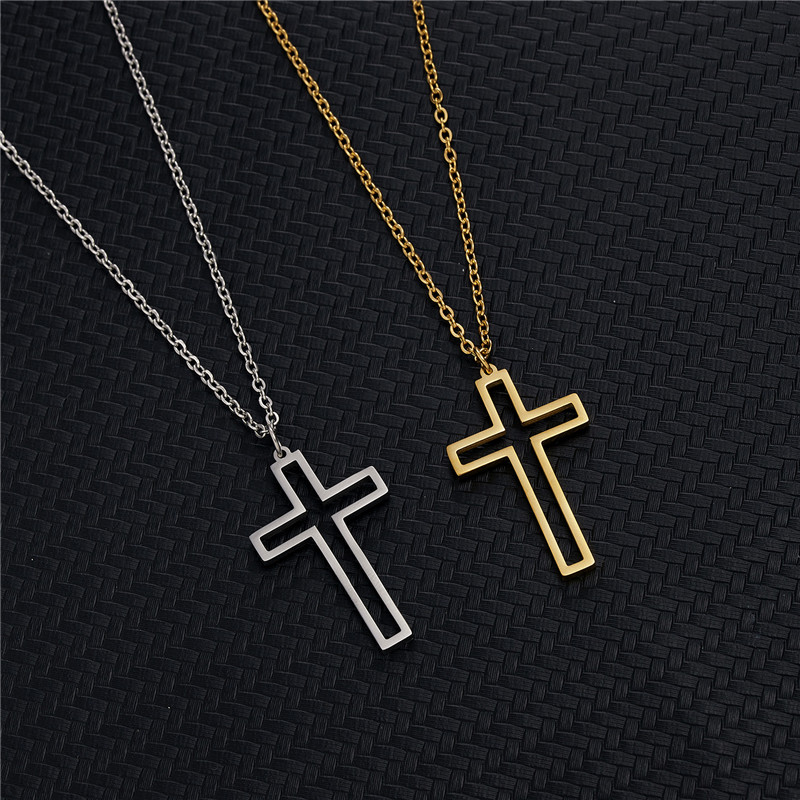 Rinhoo Edelstahl Halskette Für Frauen Männer Lange Kette Kreuz Halskette Kleine Kreuz Religiöse Christian Ornament Schmuck