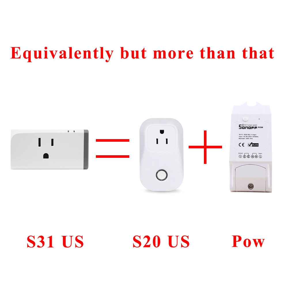 Itead Sonoff S31 US 16A Smart WiFi Socket Monitor Energy Usage Remote Outlet Wi-fi Switch Works With Alexa Google Home Assistant