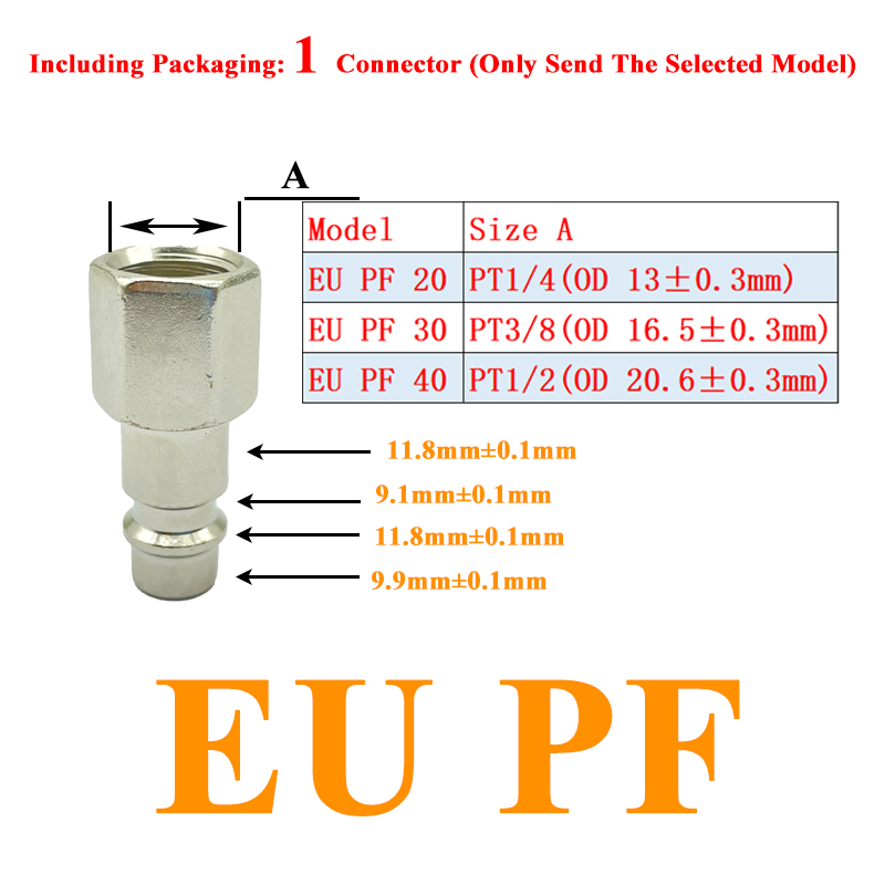 EU Air Hose Fittings Coupling Compressor Accessories Quick Release Fitting European standard Pneumatic Connector Rapidities: black / 1/4"