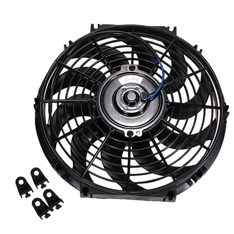 Aire acondicionado Universal para coche, 12 pulgadas, 12V, 80W, 2100RPM, refrigeración electrónica, ventilador Delgado, Kit de refrigeración eléctrica de hoja curva