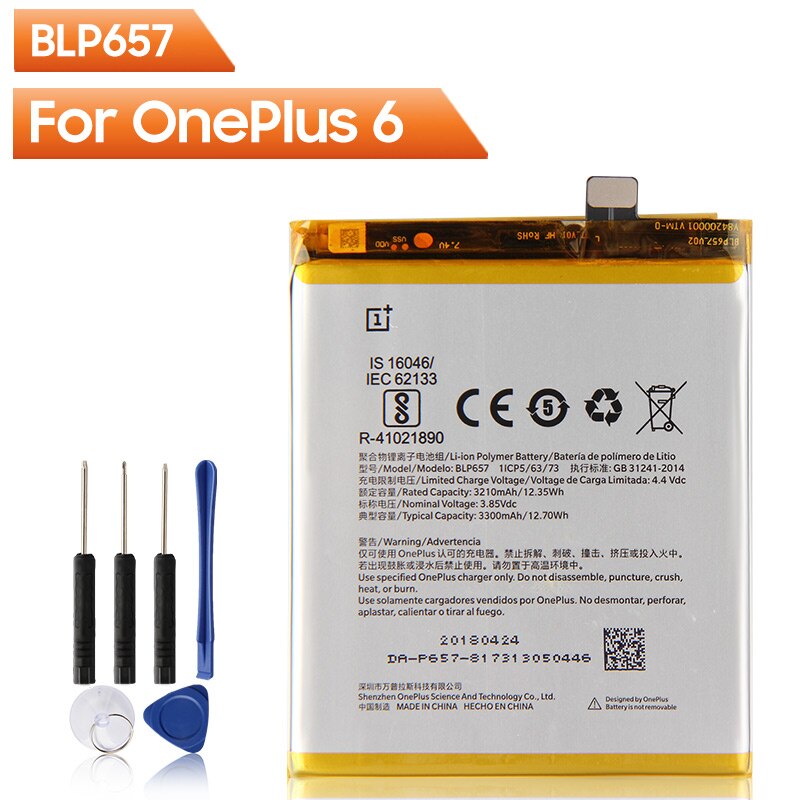 OnePlus Original Telefon Batterie BLP637 Für OnePlus 5 5T 6 6T 7T 7T Pro BLP571 Für onePlus 1 2 3 3T BLP685 Für OnePlus 7 7 Pro: BLP657 For OnePlus 6