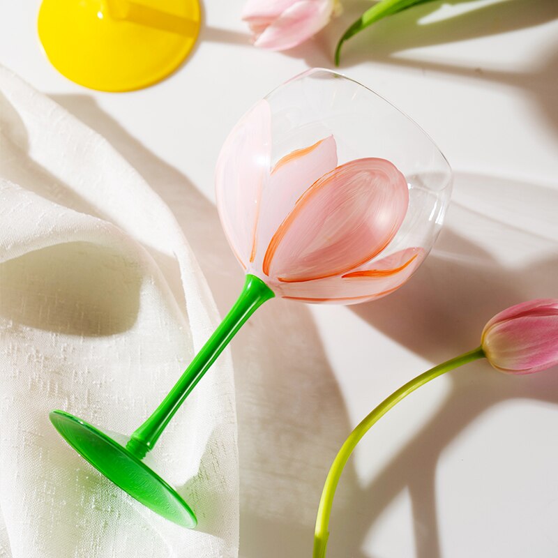 JINYOUJIA-copas de vino de tulipán pintadas a mano, copa de vino blanco de cristal sin plomo, para Hotel, boda, , Copas de pareja