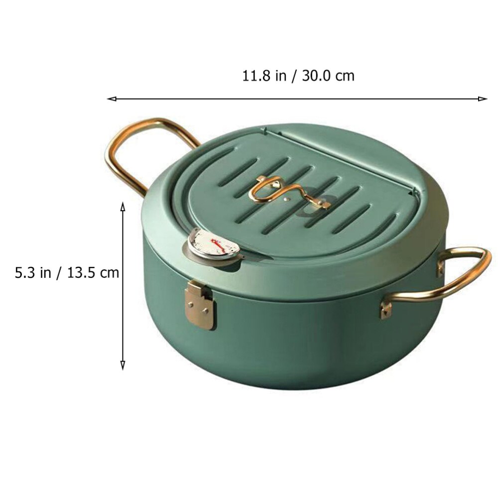Nonstick Carbon Steel Frying Pot Easy Pour Deep Pot with Oil Drip Drainer Rack
