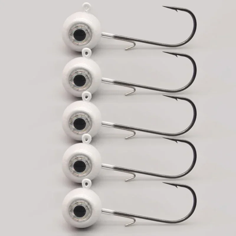 groß Augen Jig Kopf Angelhaken mit Mustad-Haken, 1,8 g, 3,5 g, 5 g, 7 g, 10 g, Fischkopf-Angelhaken für weiche Wurm-Angelgerät-DIY-Bausatz