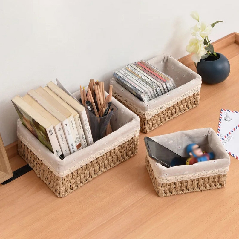Rieten Opbergmanden Geweven Keuken Organizer Box Wasmand Snack Speelgoed Opbergdozen Bureau Accessoire Room Decor