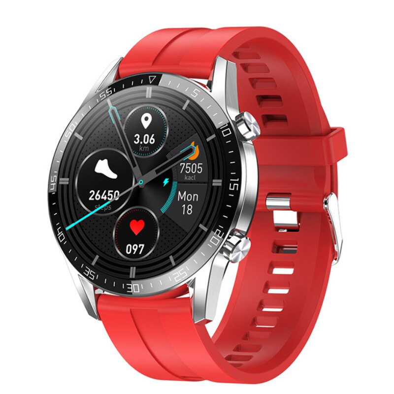 Timewolf Relo IP68 Smartwatch Voor Android Ios Telefoon: Red silicone