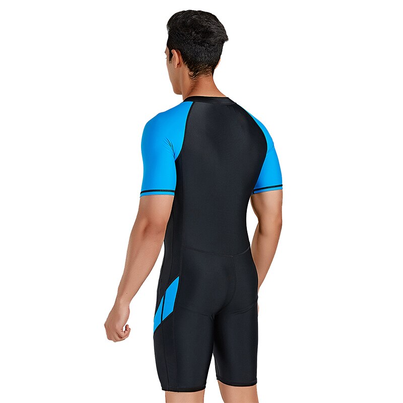 SBART One Piece Men's Swimwear Short-sleeve Snorkeling Suit Quick-dry Close-fit Slim Elastic Swimsuit for Swimming