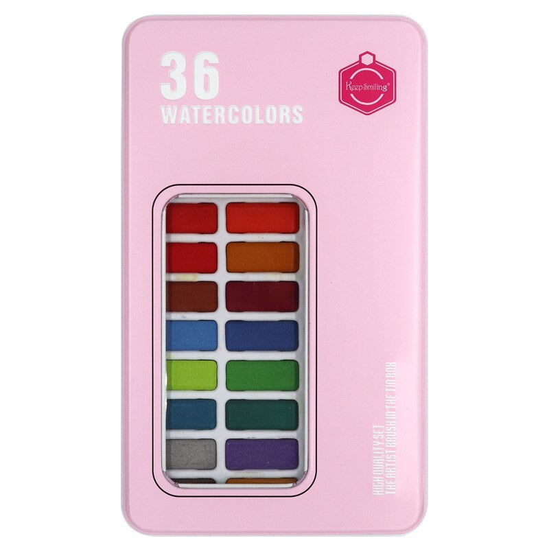 Kemila 12/18/24/36/Kleur Solide Aquarel Set Basic Neone Glitter Aquarel Verf Voor Tekenen art Verf Levert: 36 colors Pink