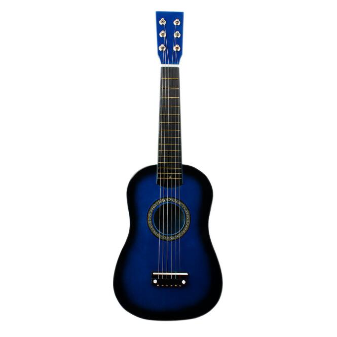 21/23 pouces mini guitare en bois massif pour enfants et débutants Basswood guitare acoustique 12 frettes 6 cordes guitare avec pics AGT09: Blue / 21inch
