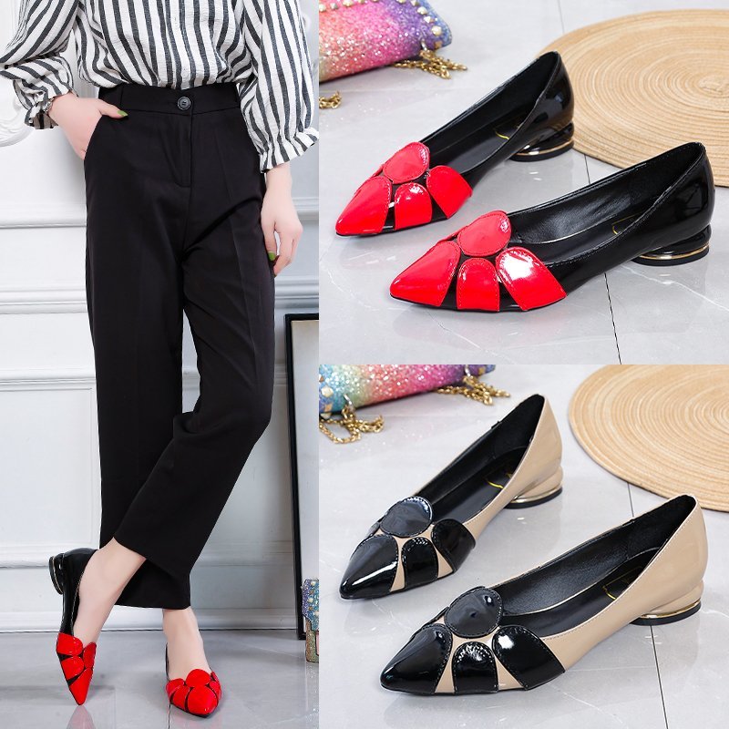 Puntige Zomer Schoenen Met Lage Hak Voor Vrouwen Enkele Schoenen En Lage Schoenen Voor Vrouwen Lente En herfst Schoenen