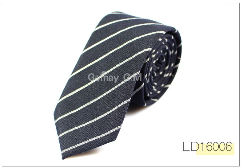 Afslappet bomuldsplaid stribet herrebånd 6cm smalle bryllupsforretning tyndt slips til mænd frisk hals slips halsbånd: Ld16006