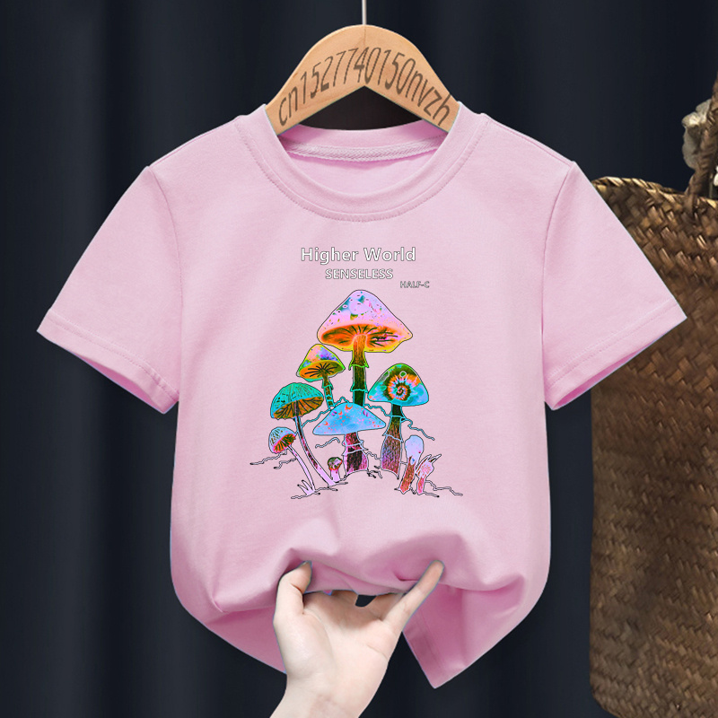Higher World Senseless Funny Mushroom Women T-shirt Girl Black 90S Harajuku Y2K Kawaii T shirt Female Summer Clothes