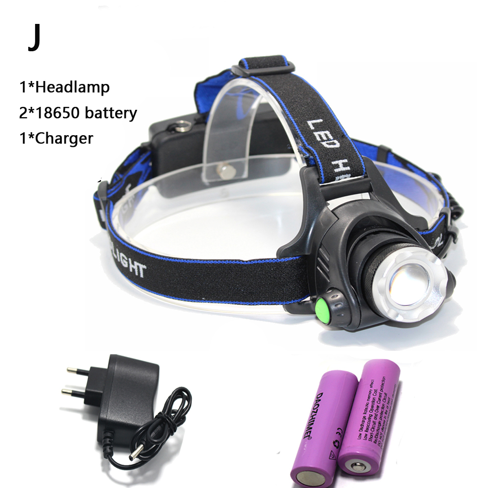 6000 Lumen LED-Scheinwerfer Angelscheinwerfer T6/L2 3 Modi Zoombare Lampe Wasserdichte Stirnlampe Taschenlampe Stirnlampe Verwendung 18650: changeable / Beige
