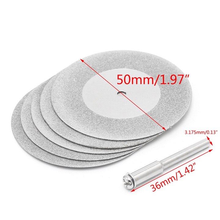 5pcs 50mm Diamonte Cutting Discs Drill Bit Shank For Rotary Tool Blade: 50mm