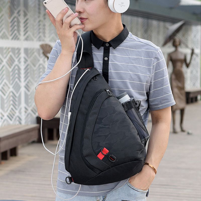 FGGS-Bolso pequeño de camuflaje negro impermeable para hombre, Mochila De chico, bandolera de un solo hombro para hombre