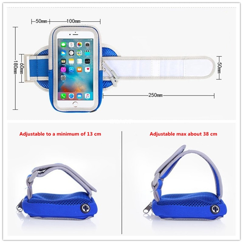 Étui de support de téléphone portable sangle de brassard avec pochette à fermeture éclair/exercice Mobile Sport en cours d'exécution pour Apple iPhone 6 7 8 brassard tactile iPod