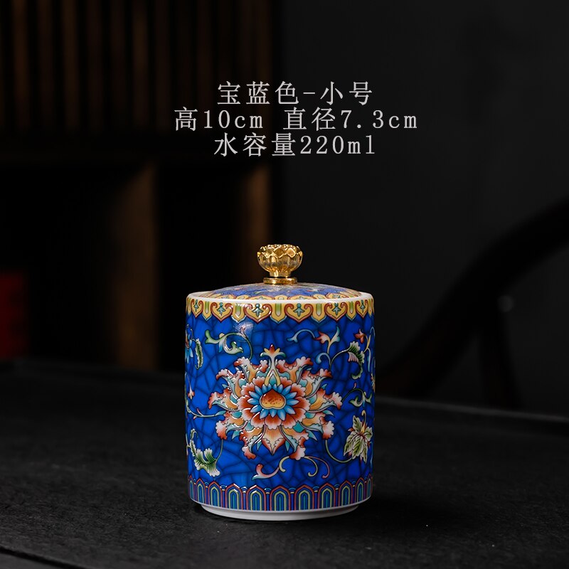 Colorful Ceramic Tea Caddies Large Handmade Porcelain Coffee Sugar Storage Jars Tea Caddies Home Caja De Te Home Garden DG50TC: blue small