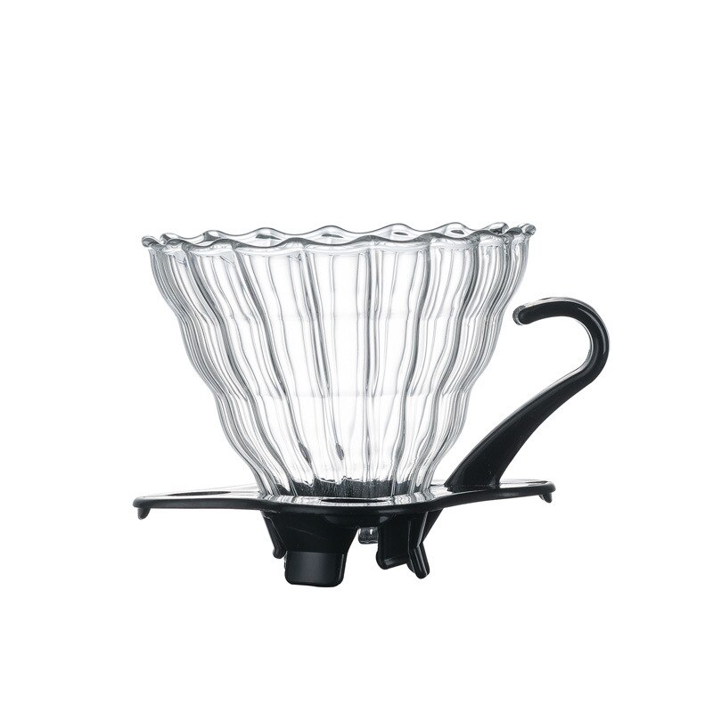 1-2 Cups Coffee Filter Set V60 Glass Coffee Dripper Coffee Sharing Pot Brew Coffee Filter Funnel Reusable Coffee Jug: Black Filter