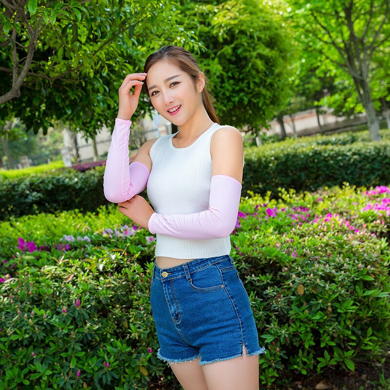 1 Pair Men Women Arm Warmers Summer Arm Sleeves Anti-UV Outdoor Drive Sport Travel Arm Warmers White Black Arm Cover