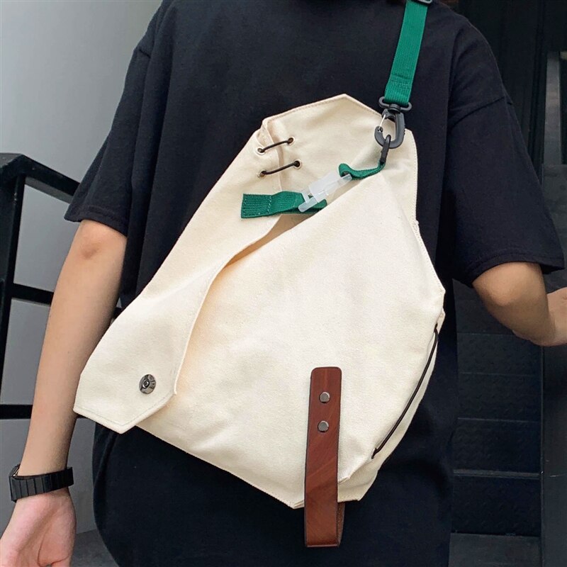 Umhängetasche für damen, marke: japanische canvas-tasche, schlicht, lässig, schultertasche, geräumige brusttasche für damen