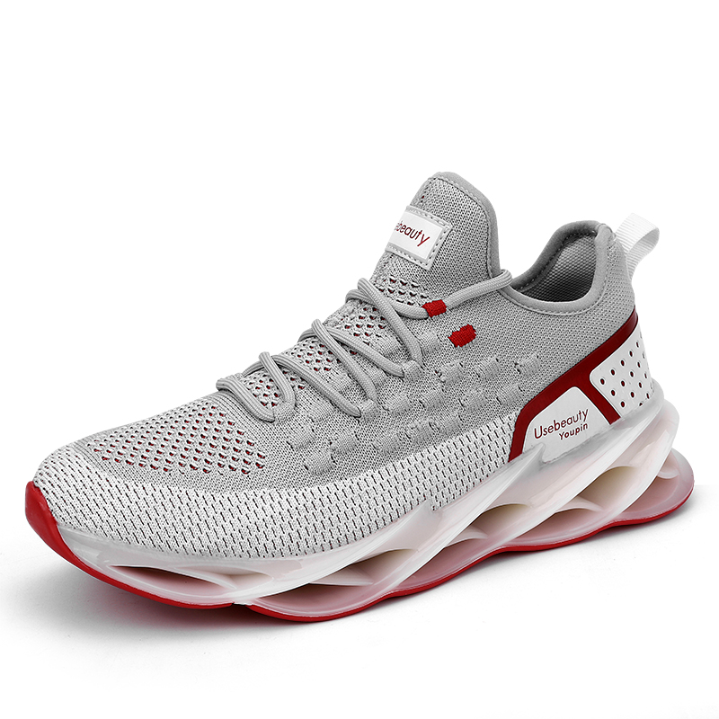 zapatillas de deporte de malla zapatos transpirables para hombre, zapatos de deporte para hombre, con cordones, antideslizantes, para caminar, talla grande 46