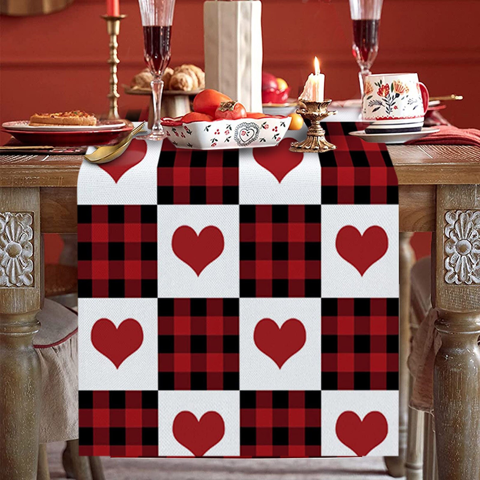 Cubierta de mesa para temática de boda, camino de mesa del Día de San Valentín, manteles rojos, decoración para festiva, Festival de Año , 2022
