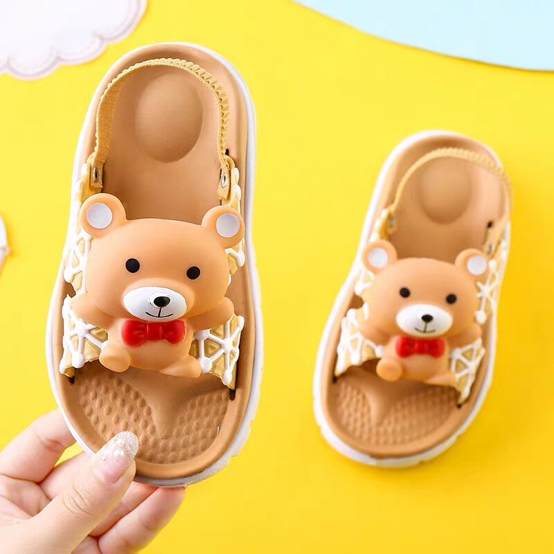 Sommer barnesandaler og tøfler tegneserie søte tøfler 1-4 år gammel baby strikk med sandaler: Kamel / 28