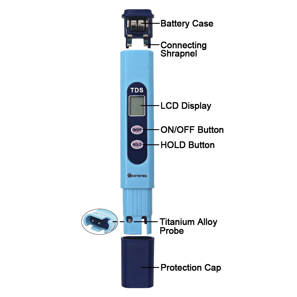 Digital PH Meter 0.00-14.0 Automatic Calibration TDS Tester 1-9990PPM Titanium Probe Water Test Monitor Aquarium Pool