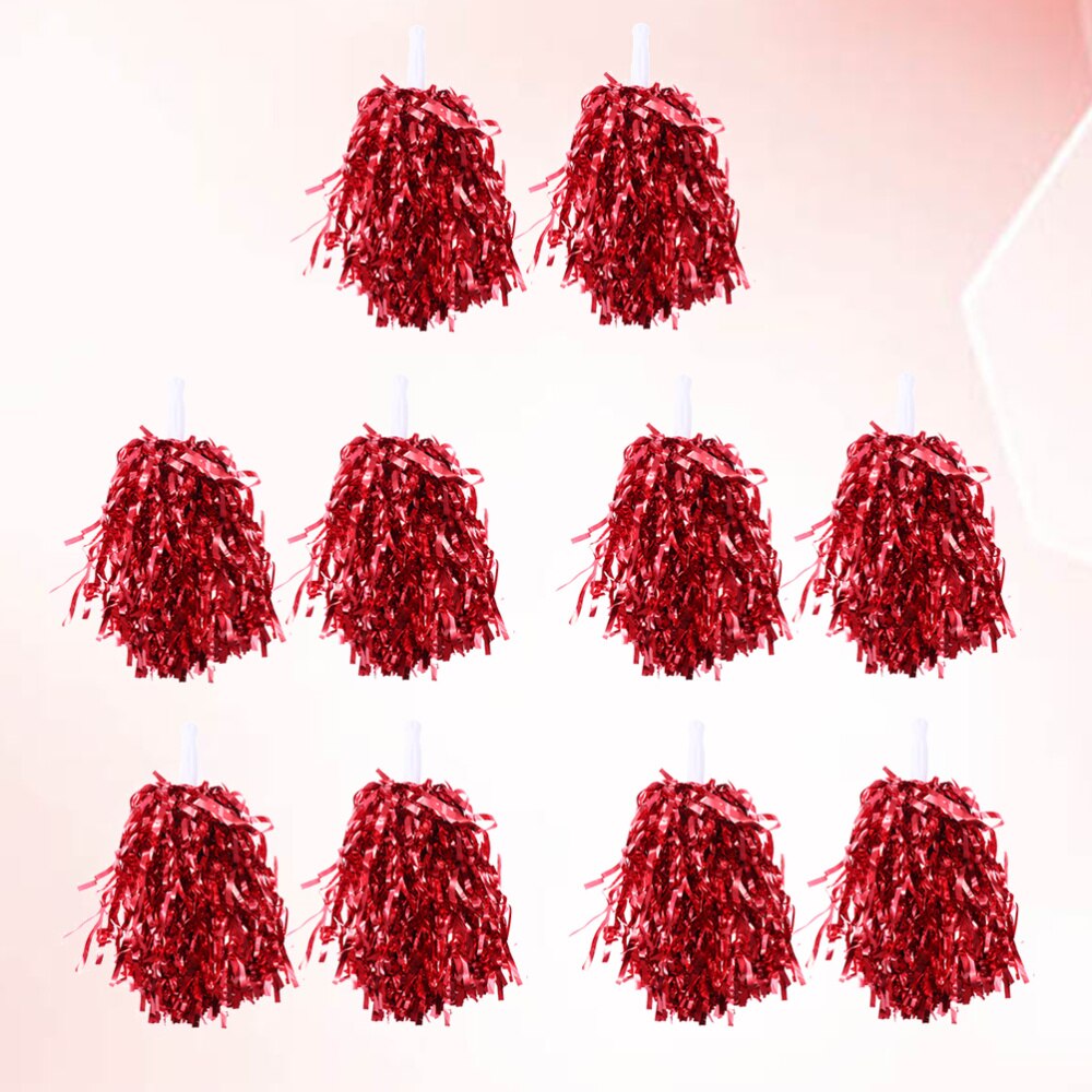 10 Pcs 25g Cheering Balls Squad Spirited Fun Cheerleading Kit Cheer Poms Cheerleaders Supples with Handle for Competitio