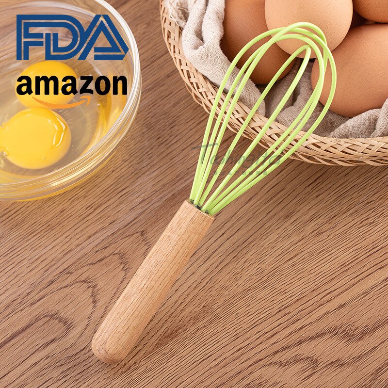 7-inch Mini Silicone Eggbeater Logs Scandinavian Minimalist Style Multi-color Selectable Handle Waterproof Processing