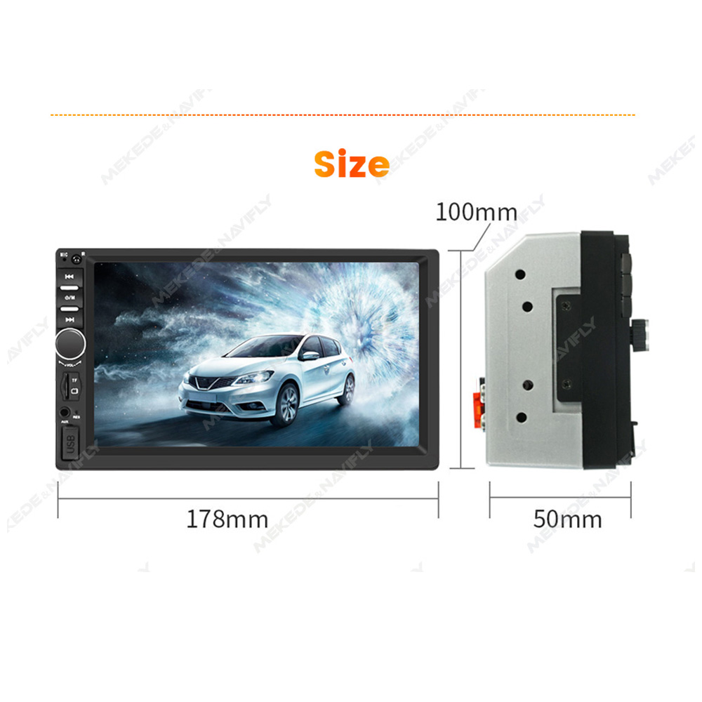 Lecteur de limitation de voiture double DIN universel, radio stéréo à écran tactile, lien miroir, entrée AUX, BT, SWC, FM, USB, carte TF, RCA, 1080P, 7 pouces