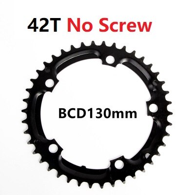 Road Bicycle Folding Bike Chainring 130BCD 52T 42T Single Double Chain Wheel Alloy Steel Crankset Parts: 42T No-Screw