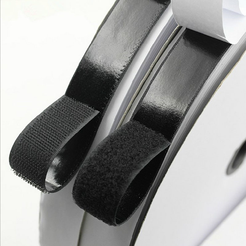 2 Rolls 5m Zwart Klittenband Zelfklevende Sluiting Sterke Tape Klittenband Strip Tape lijm