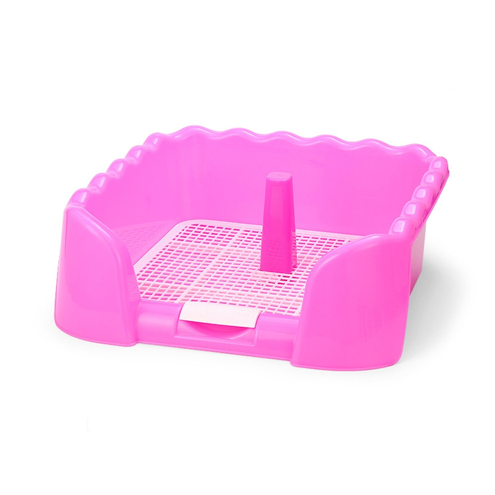 Bandeja portátil para baño para perros mascota, inodoro con rejilla para mascotas, con valla, poste para orinar, producto para orinal de Mascota, accesorios para perros de 2 tamaños: Pink