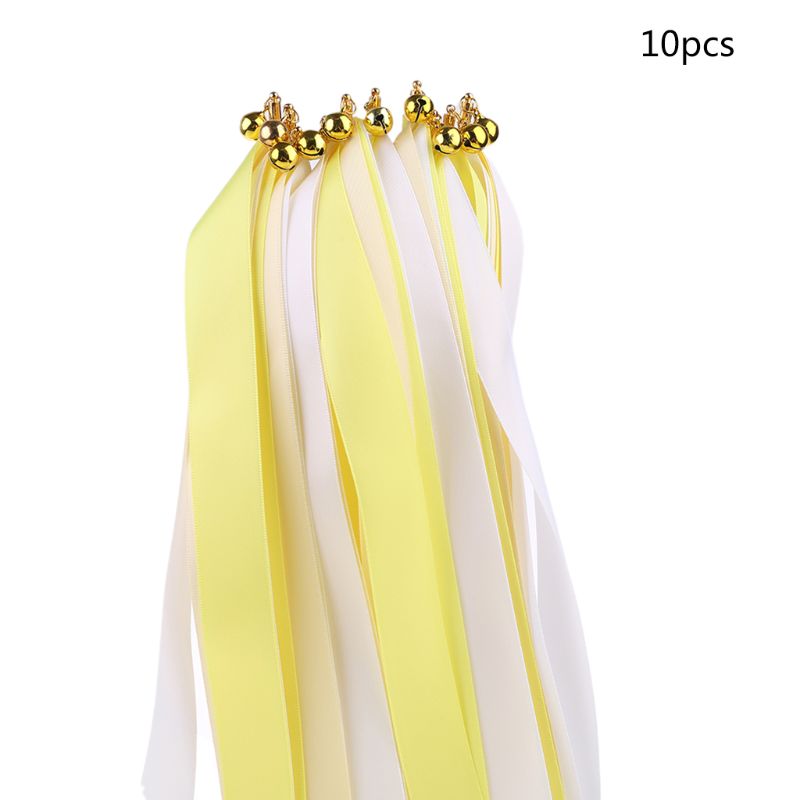 10pcs Twirling Ribbon Wands Colorful Streamers Wedding Party Favor Sticks Bell U2JB
