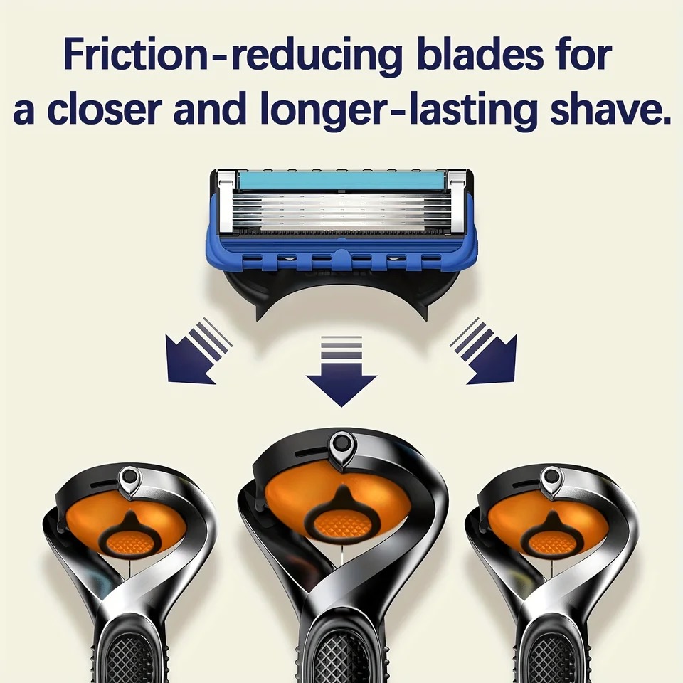 Men's Safety Razor with Non-slip Stainless Steel Handle, Suitable for Beards and Mustaches, 5 Layers of Blades, Including Blades