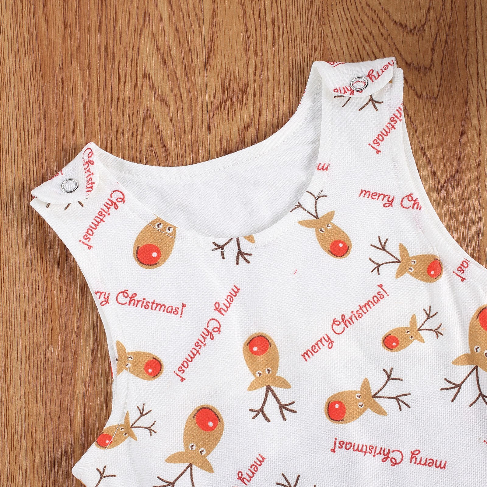 0-24M Baby Meisje Jongens Kerst Romper Mouwloze Rendier Brief Print Jumpsuit Peuter Vallen Kleren