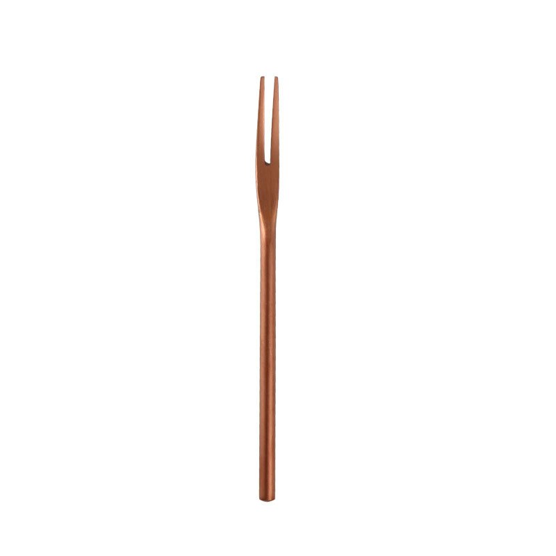 Japanilainen tyyli 304 ruostumaton teräs hiottu kiinteä hedelmä haarukka karkkia jälkiruoka ruoka hedelmä hammastikku keittiötarvikkeet astiasto: Ruusukulta 13 x 0.7cm