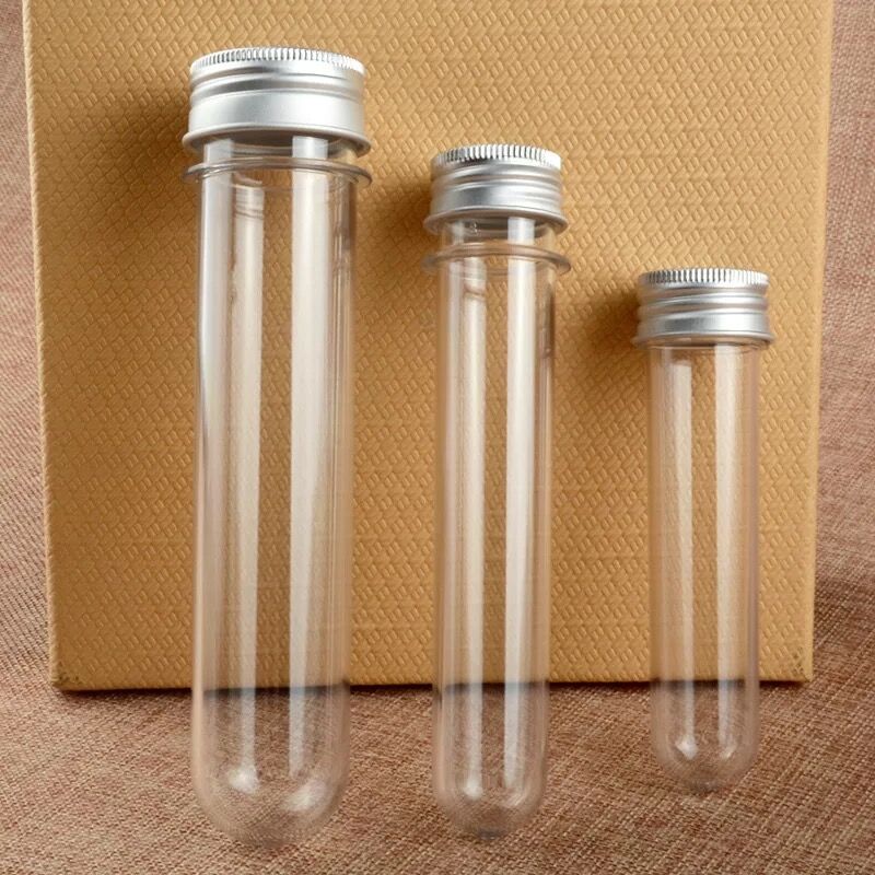 30/40/45/60/80/100 Ml Plastic Reageerbuis Met Schroefdop Capsule Huisdier fles Aluminium Cap Verpakking Buis Met Drukgevoelige Seal