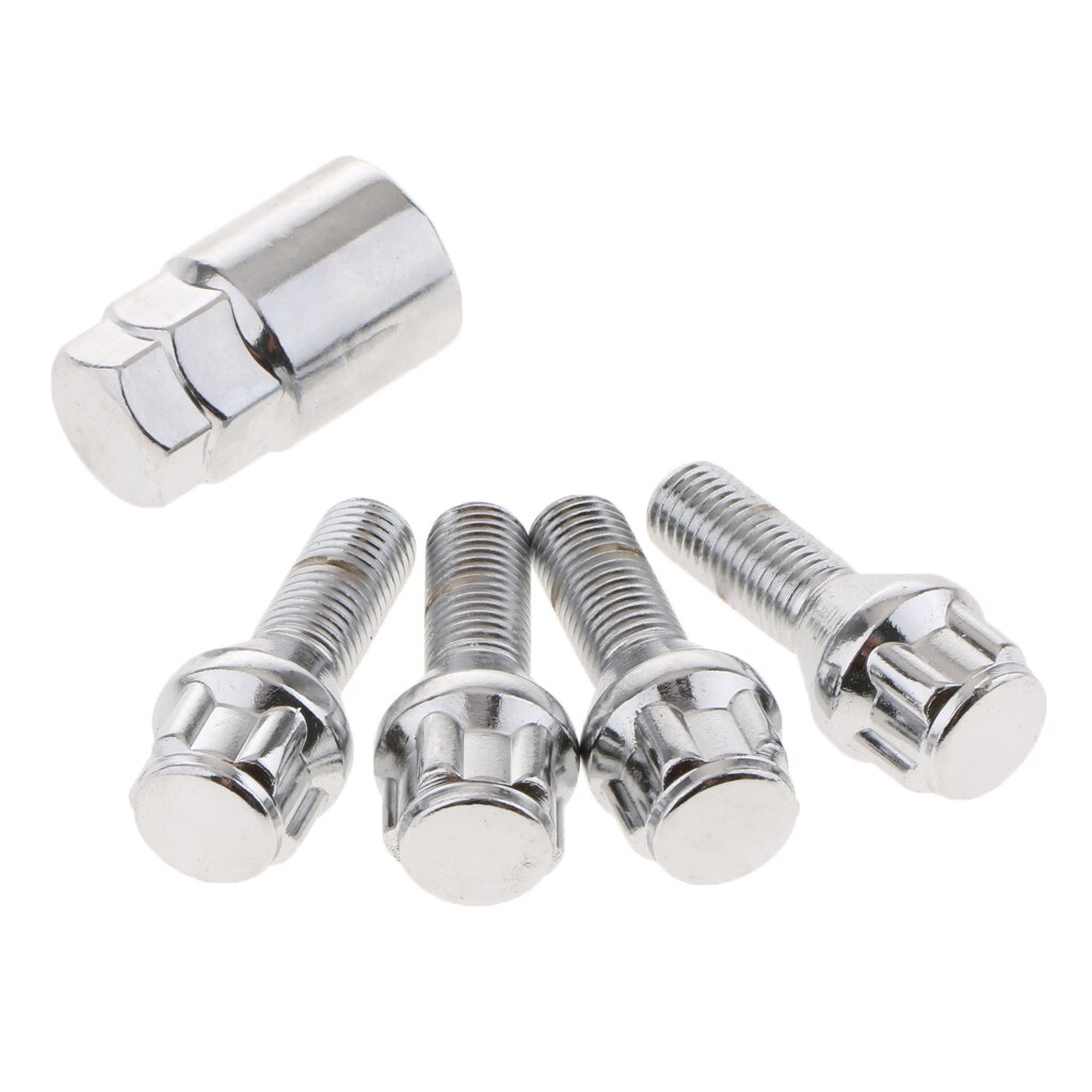 4 pieces M12X1.5 WHEEL LOCK Bolts Anti Theft Security + 1 KEY For Toyota, for Mitsubishi,