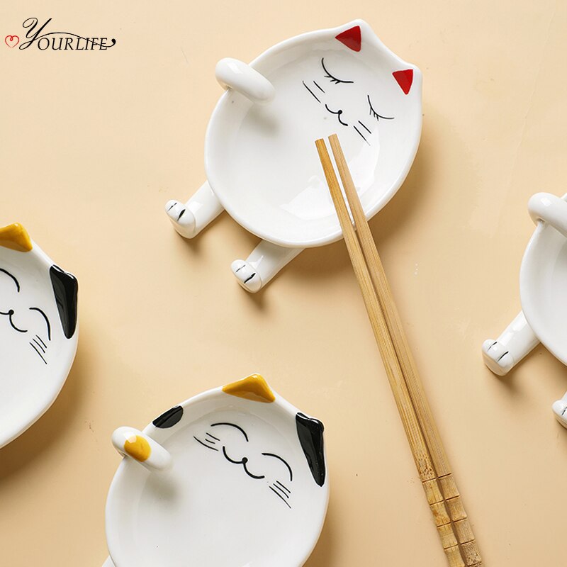 OYOURLIFE – porte-couvercle de casserole en céramique, dessin animé mignon, planche à découper de cuisine, couvercle de casserole, spatule baguettes porte-ustensile repose-cuillère